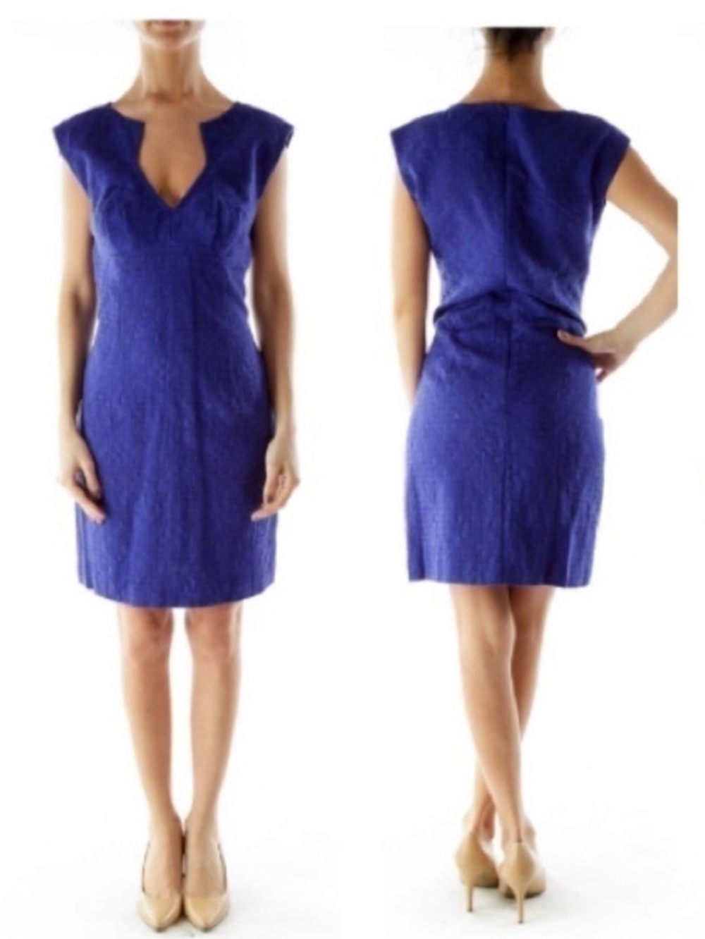 Trina Turk Blue Jacquard Sheath Dress Size 2